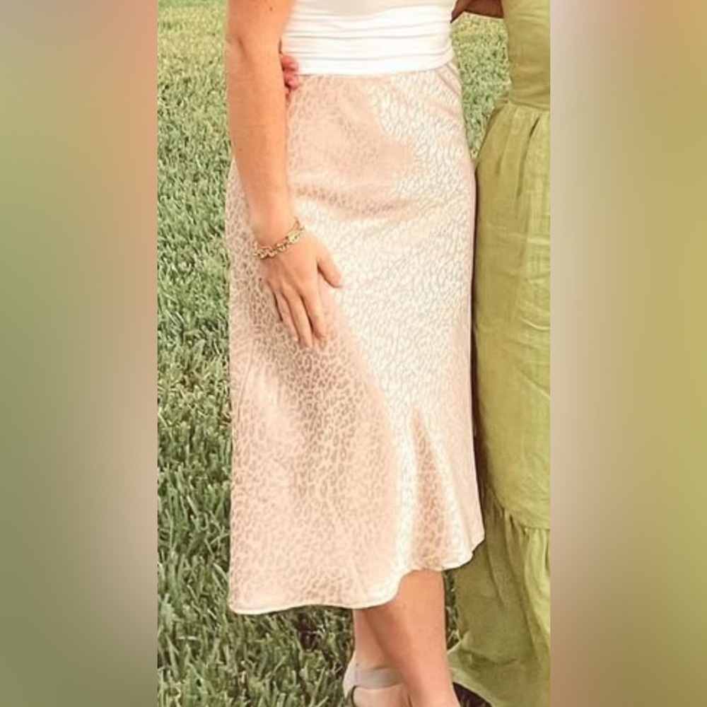 Audrey 3+1 blush Leopard Print midi Skirt XS